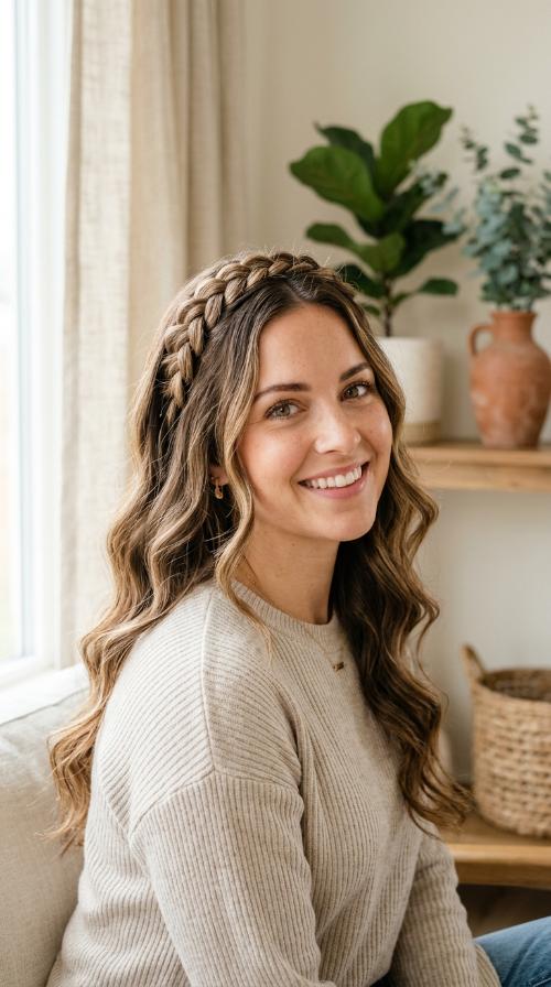 Braided Headband with Loose Waves