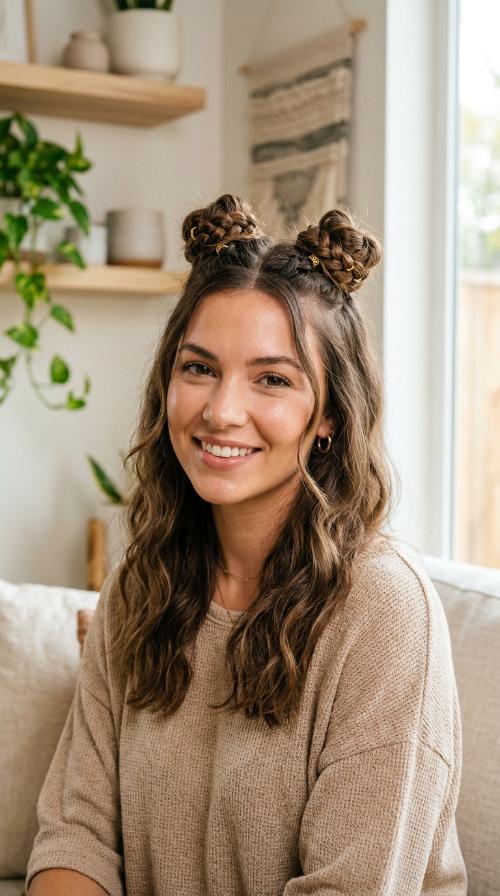 Braided Space Bun Accents