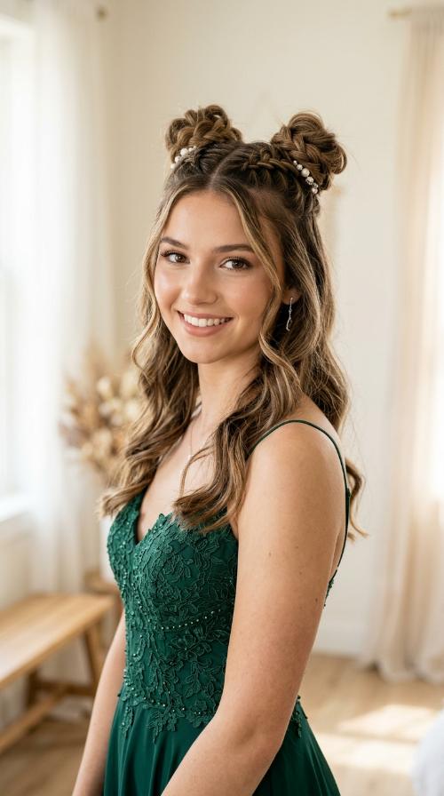 Braided Space Bun Half-Updo