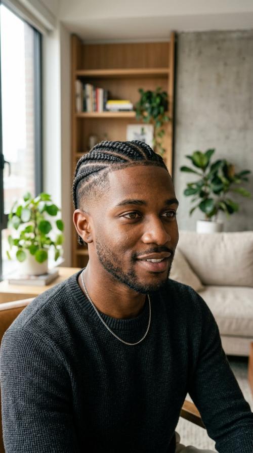 Braided Top with Low Taper Fade
