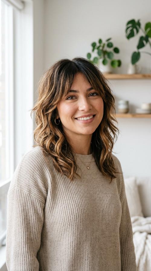 Brunette Balayage Wolf Cut