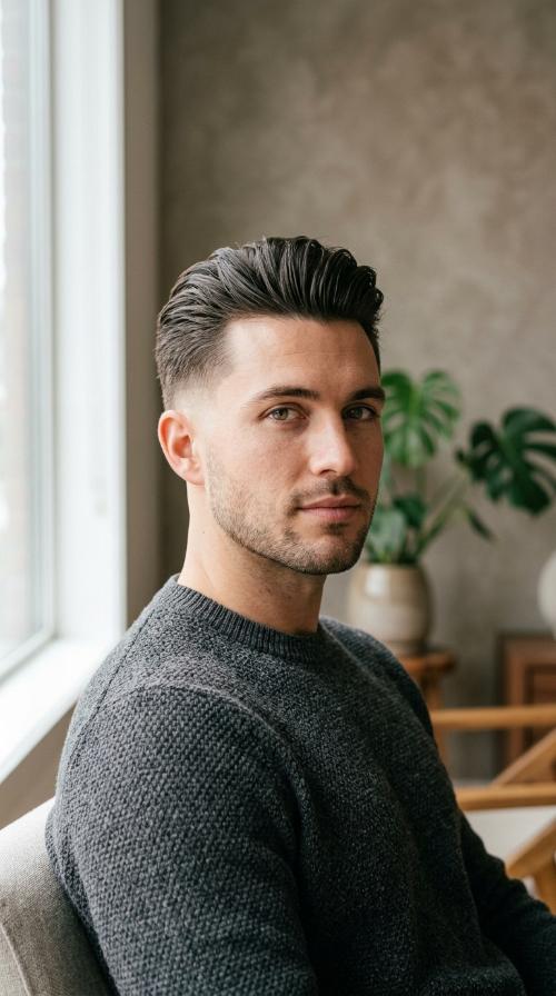Brush Back Medium Length Fade
