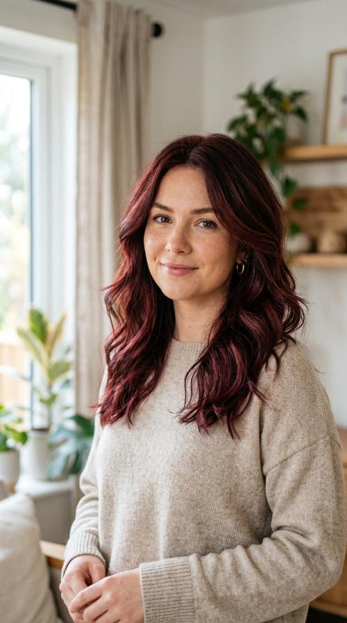 Burgundy Balayage Mid-Length
