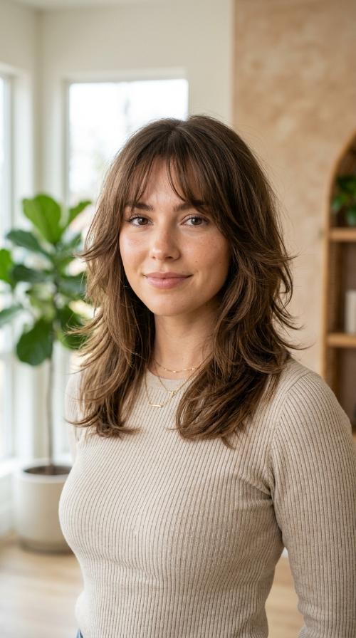 Butterfly Cut with Wispy Bangs