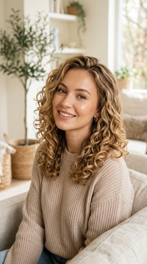 Caramel Blonde Shoulder-Grazing Curls