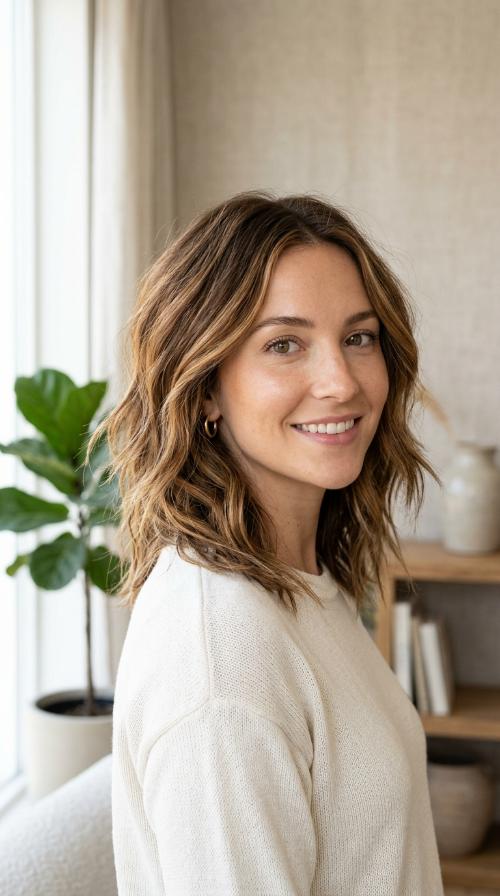 Caramel Highlights with Choppy Ends