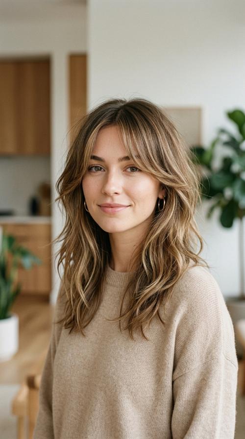Cascading Soft Layers with Wispy Curtain Bangs