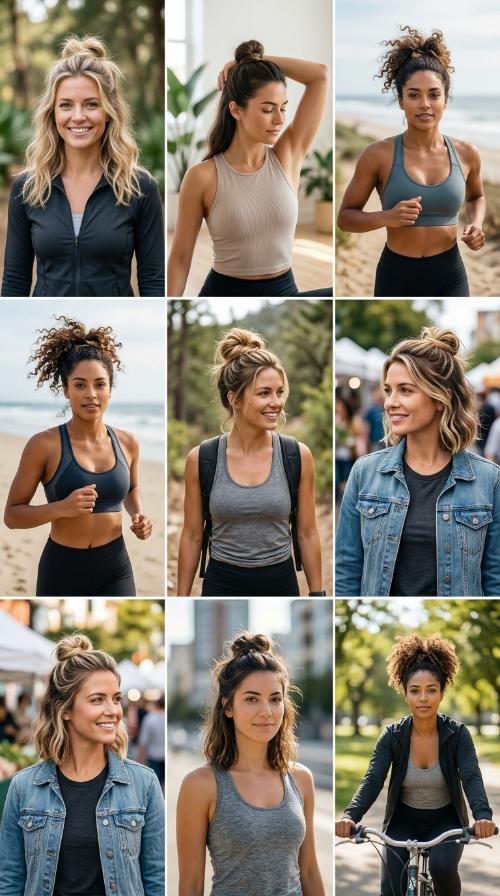 Casual Half-Up Top Knot for Active Days