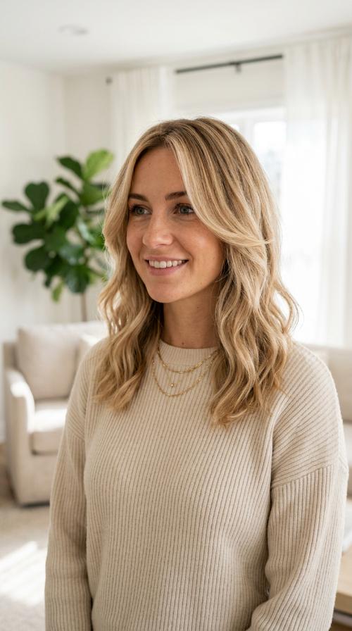Champagne Blonde Face-Framing Layers