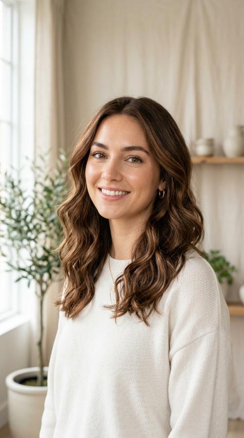Chestnut Brown Beachy Waves