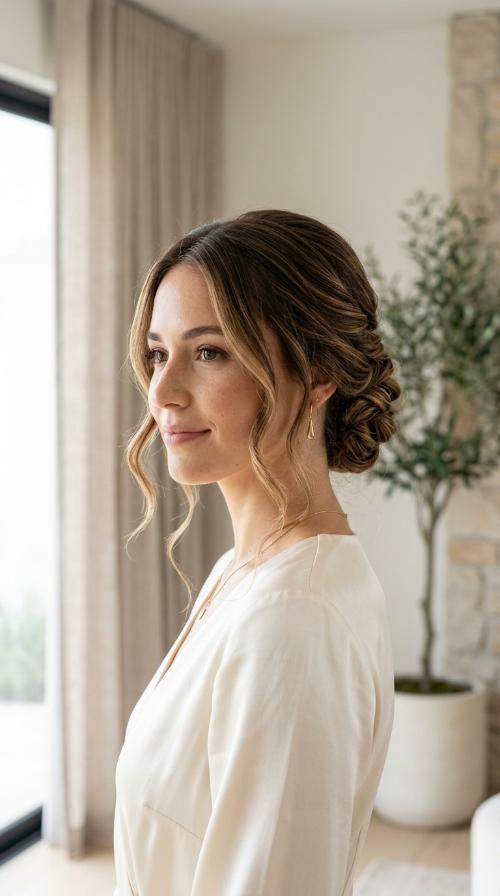 Chignon with Face-Framing Tendrils