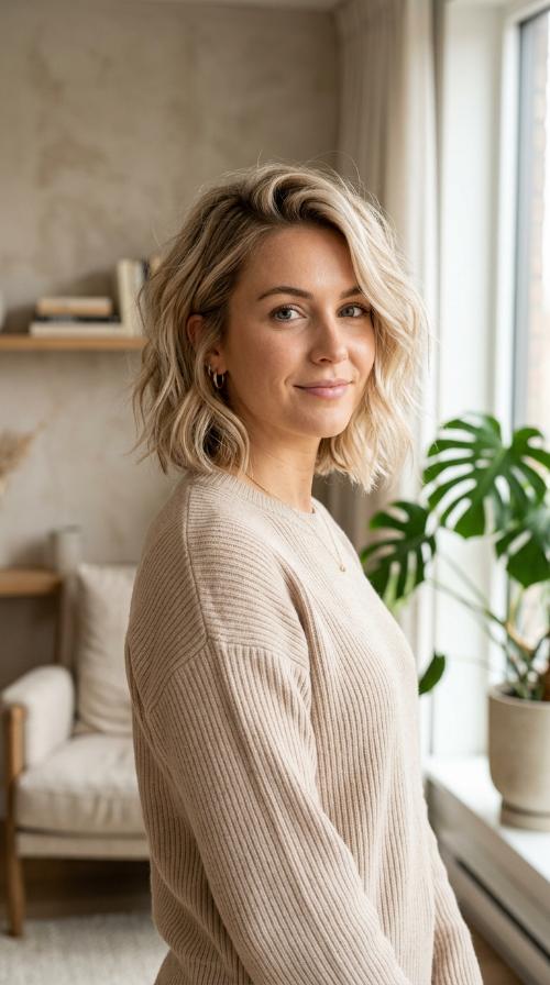 Choppy Champagne Blonde Bob