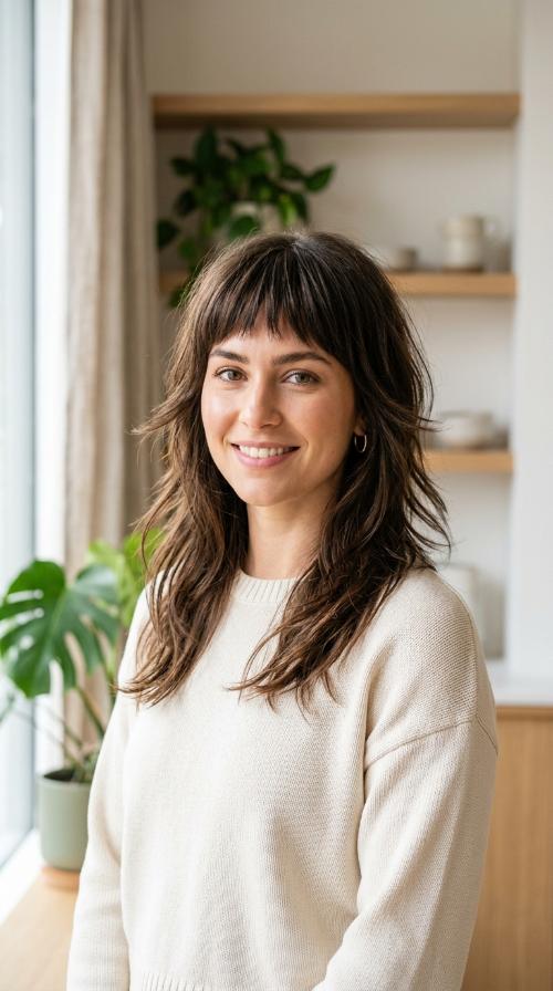 Choppy Fringe with Razor-Cut Medium Layers