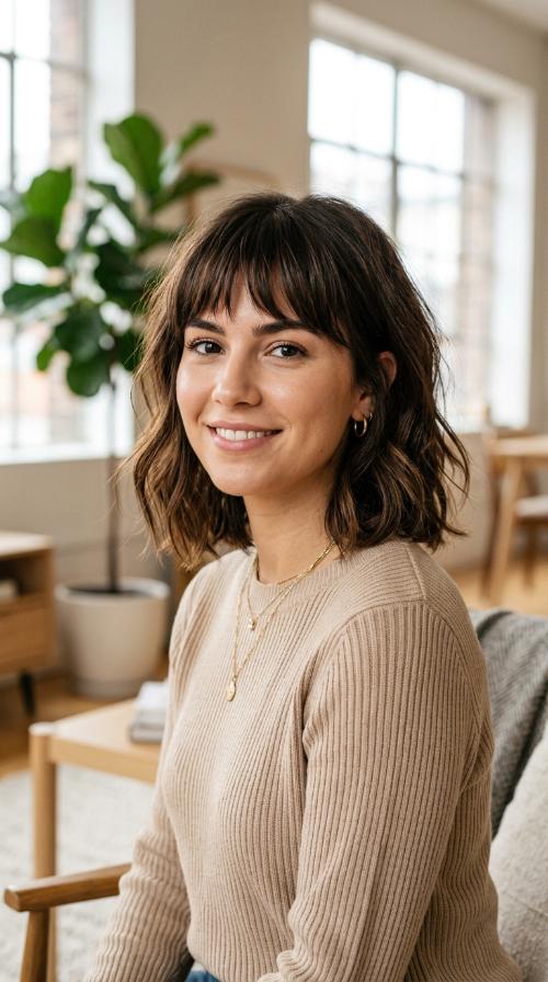 Choppy Fringe with Shoulder-Length Bob