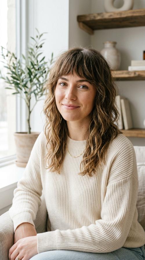 Choppy Fringe with Shoulder-Length Cut