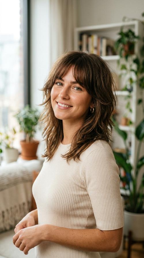 Choppy Layers with Bardot Bangs
