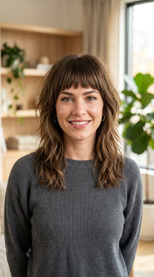Choppy Layers with Blunt Bangs