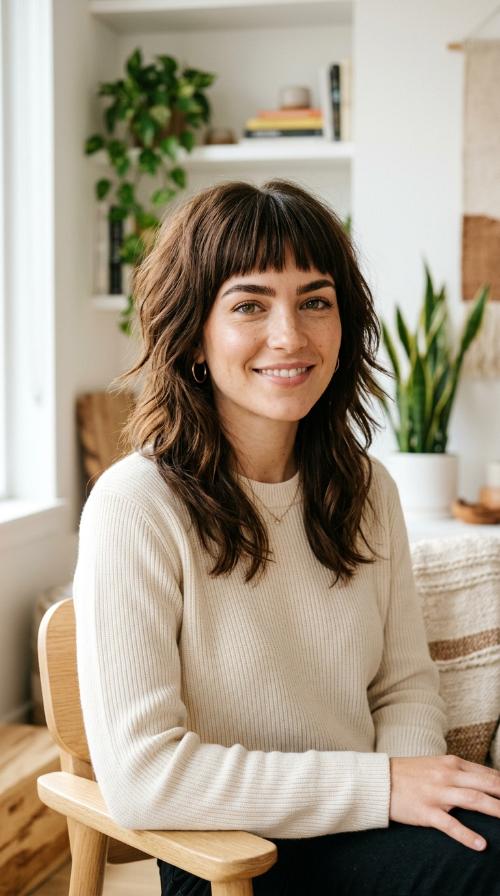 Choppy Layers with Blunt Bangs