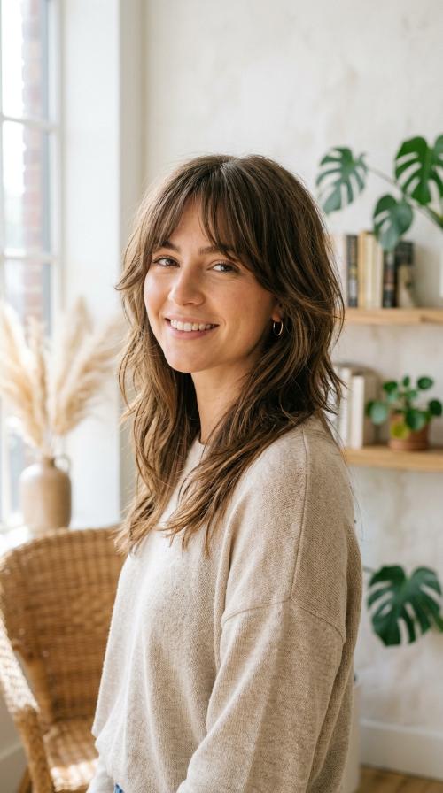 Choppy Layers with Curtain Bangs
