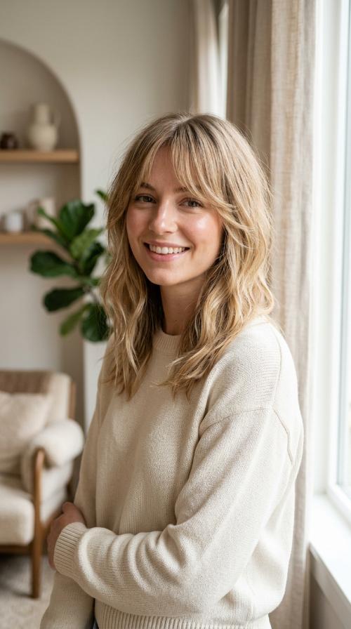 Choppy Layers with Curtain Bangs