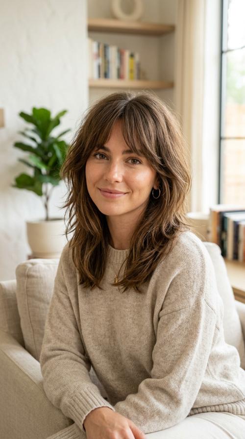 Choppy Layers with Curtain Bangs