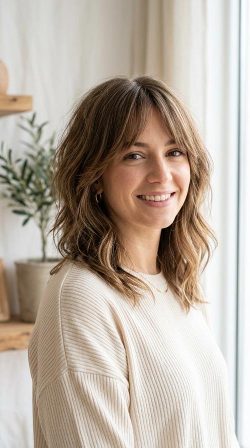 Choppy Layers with Soft Curtain Bangs