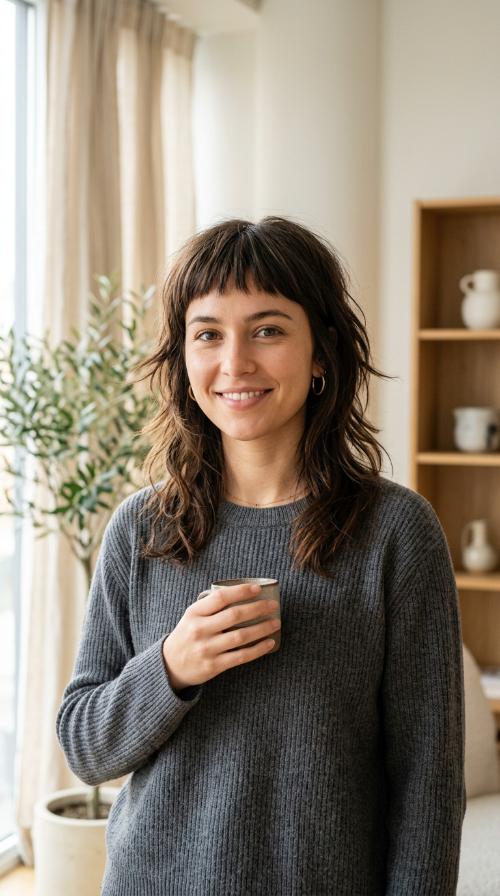 Choppy Micro-Bangs with Shaggy Layers