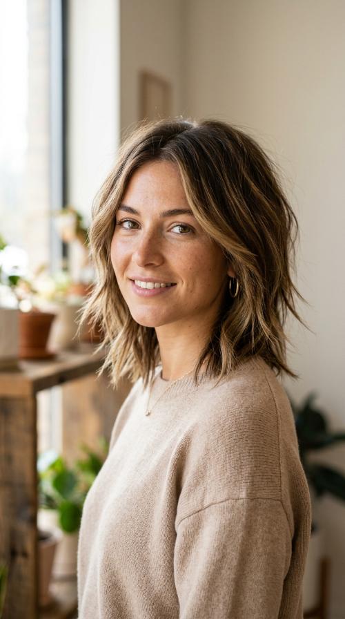 Choppy Mid-Length Lob with Pointed Ends