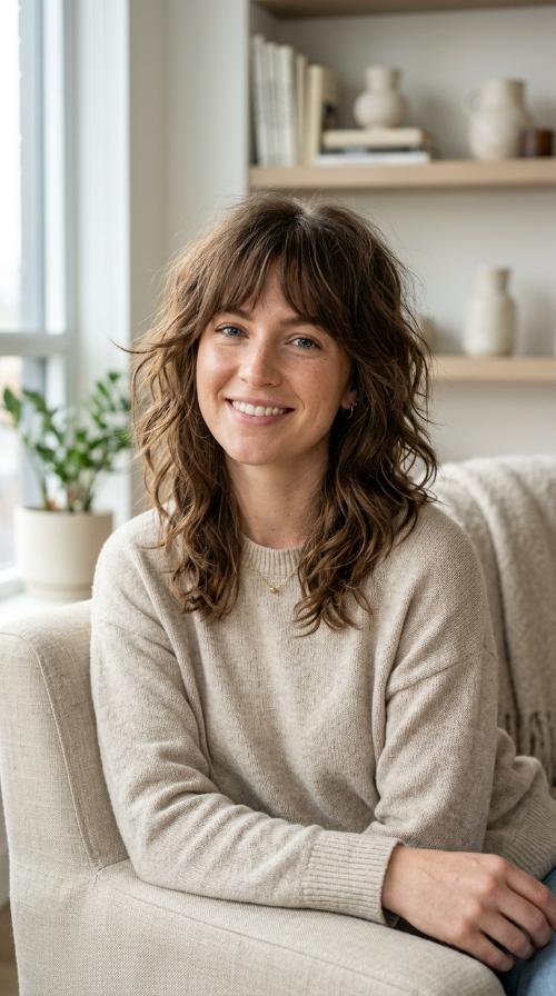 Choppy Mid-Length with Bottleneck Bangs