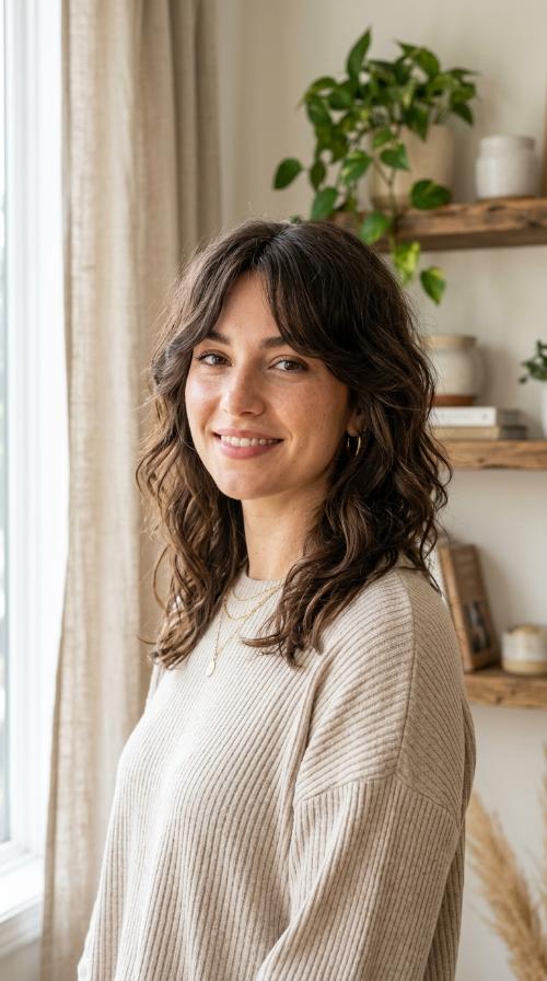 Choppy Midi-Cut with Curtain Bangs