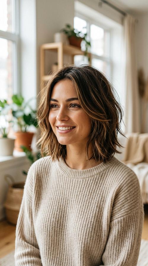 Choppy Shoulder-Length Cut