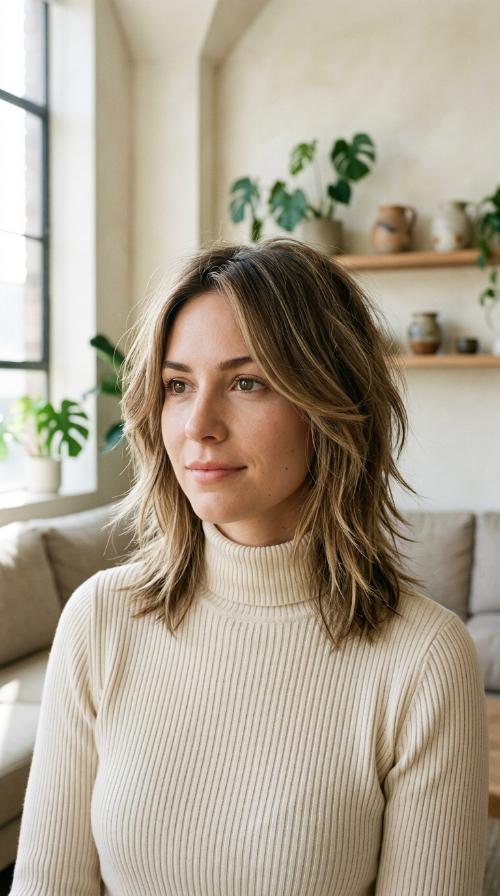 Choppy Shoulder-Length Cut