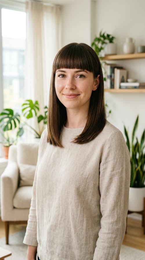 Classic Blunt Bangs with Shoulder-Length Cut