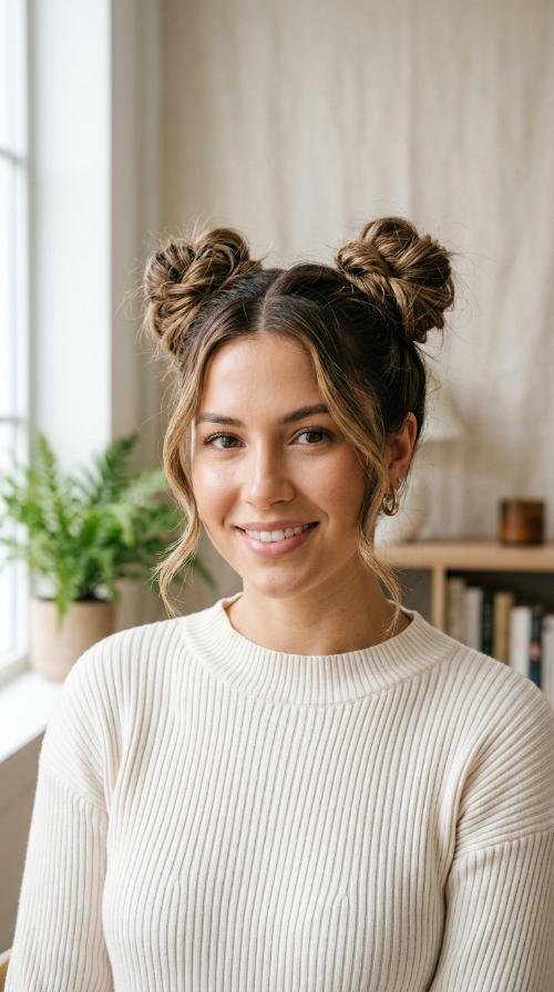 Classic Space Buns with a Modern Twist
