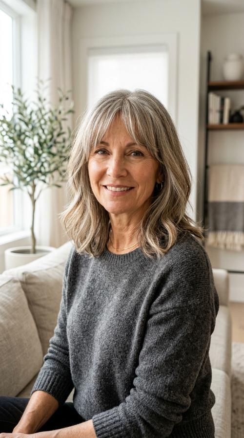 Collarbone Cut with Curtain Bangs