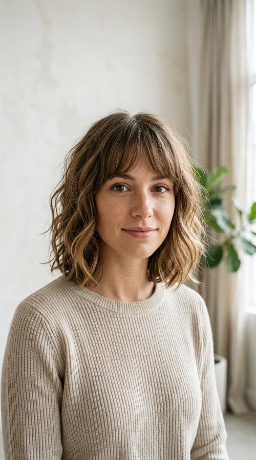Collarbone Cut with Wispy Bangs