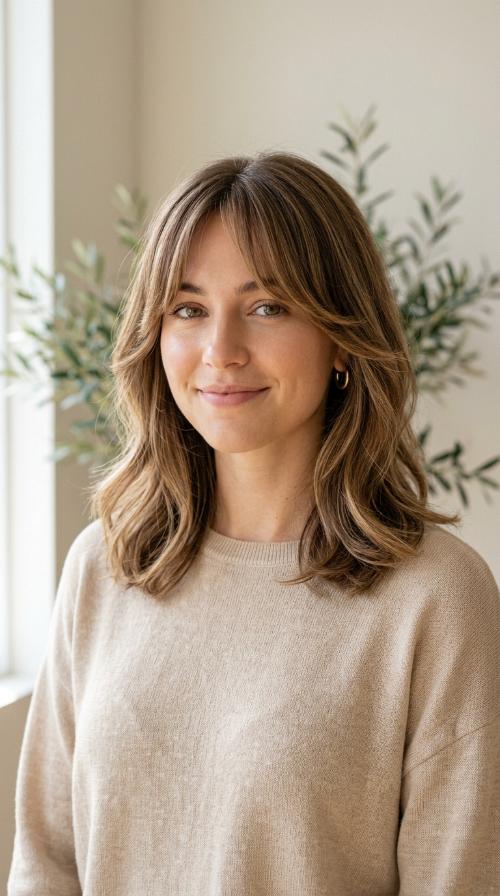 Collarbone-Length Curtain Bangs