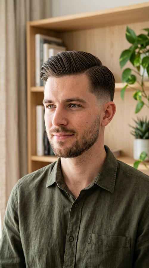 Comb Over with Low Fade