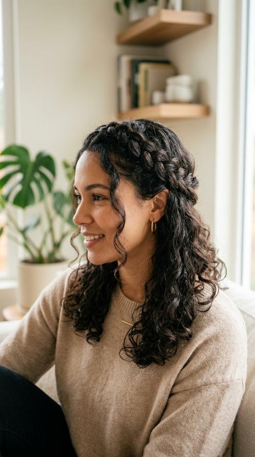 Crown Braid with Loose Curls