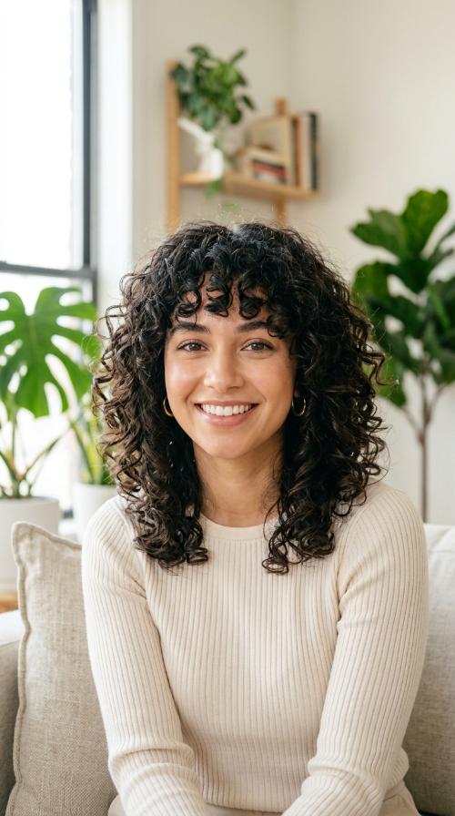 Curly Bangs and Layers