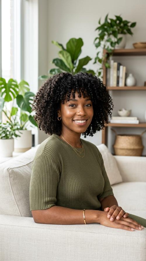 Curly Bob with Bangs