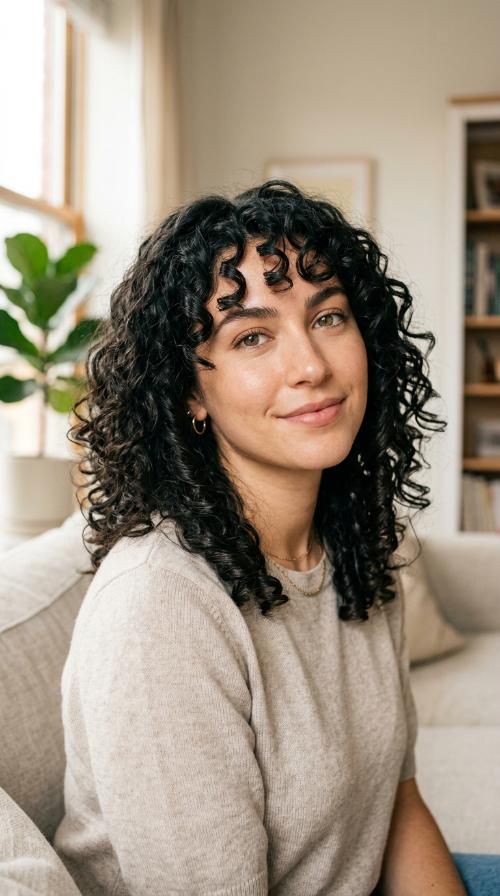 Curly Face-Framing Tendrils