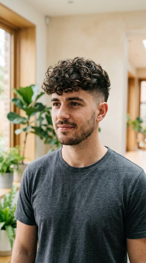 Curly Fringe with Shaved Sides