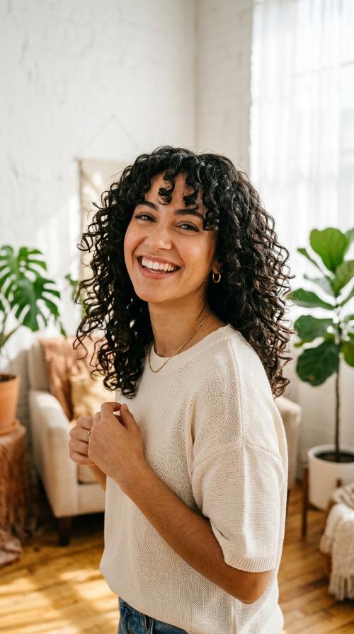 Curly Layered Cut for Natural Bounce