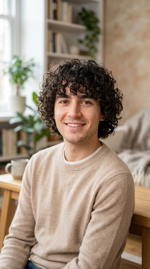 Curly Mop Top with Bangs