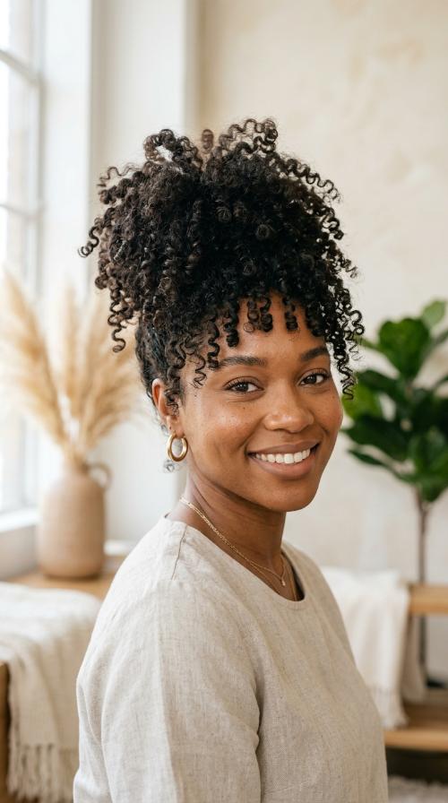 Curly Pineapple Updo