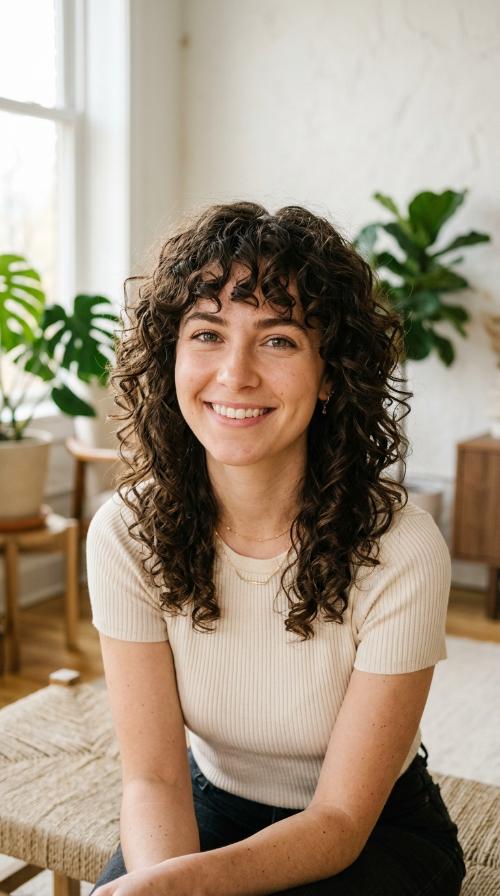 Curly Shag with Bangs