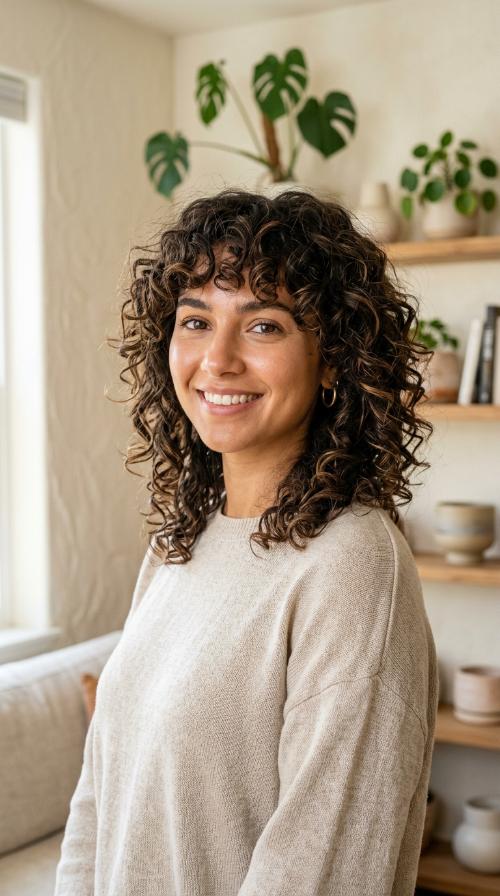 Curly Shag with Bangs