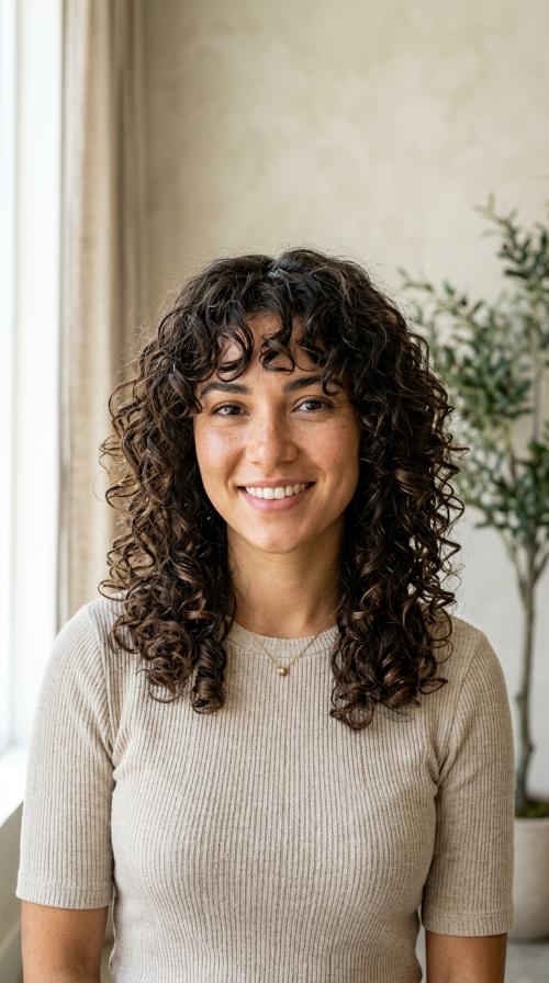 Curly Shag with Curtain Bangs
