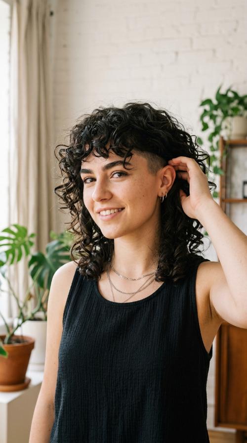 Curly Shag with Disconnected Undercut